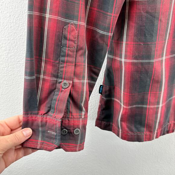Kuhl Response Eluxur Long Sleeve Button Down Plaid Shirt Red Black Large - Picture 6 of 13